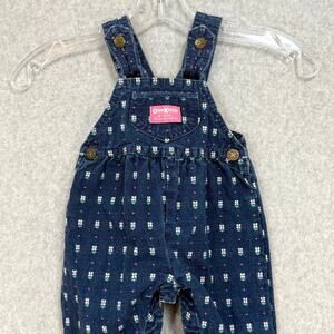 Vtg 90s OshKosh Bgosh Floral Vestbak Overalls Bow Back Size 6/9 Mo USA UGWA